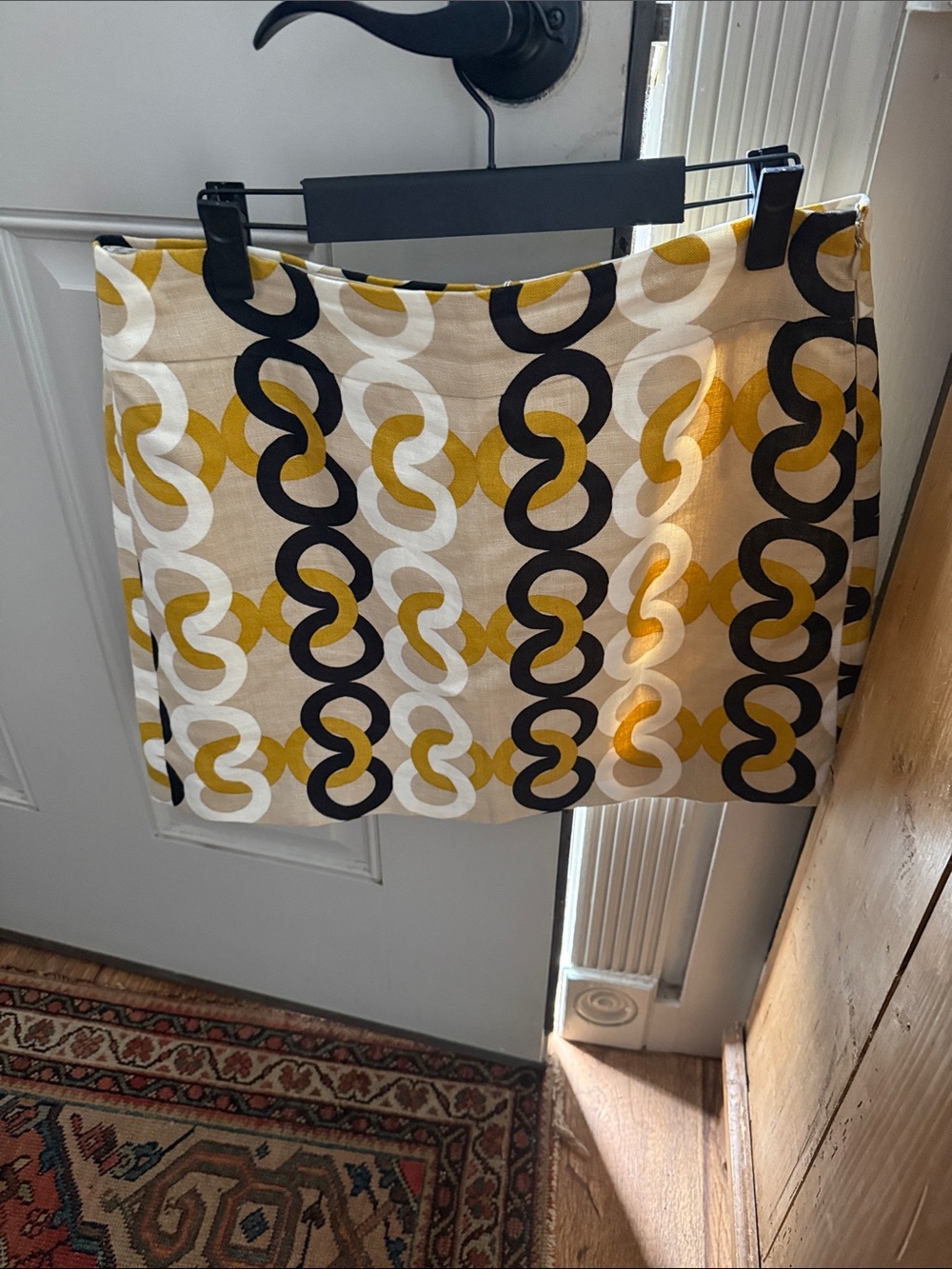 J. Crew Yellow Black White Geometric Chain-Print Mini Skirt